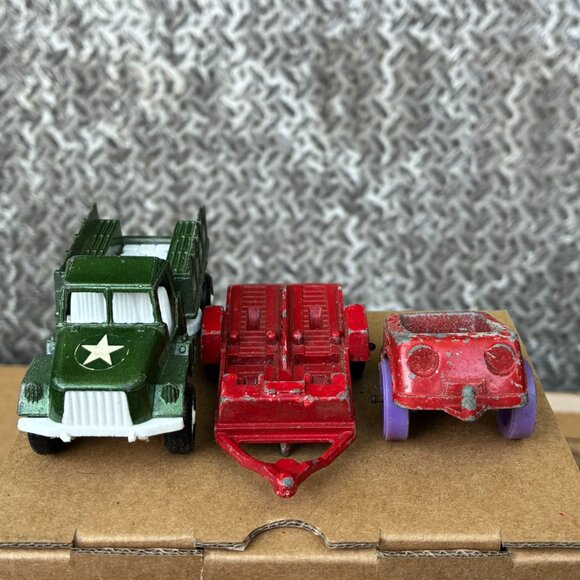 Vintage TOOTSIETOY Tootsie Toy Deuce Half Truck & Trailer Army 1960's 1970's Lot - Picture 3 of 10